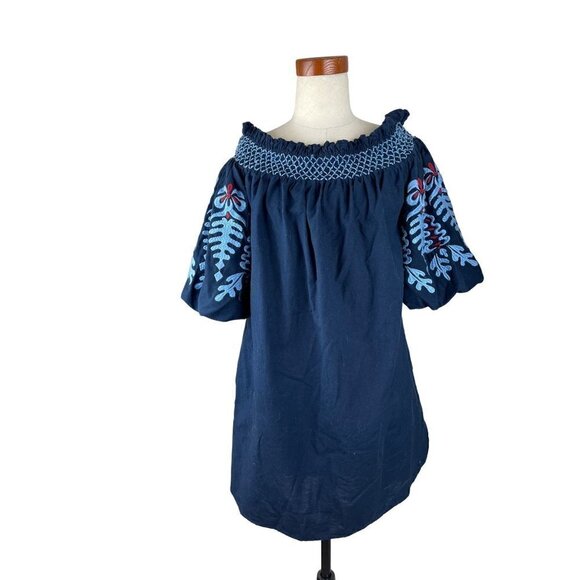 Zara womens top 32" long on /off shoulder big embroidered balloon sleeves - Picture 1 of 4